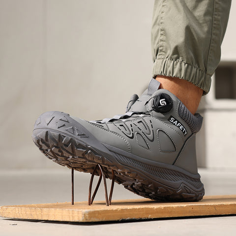 GUYISA safety shoes middle-cut shoelace-free anti-smashing&puncture grey
