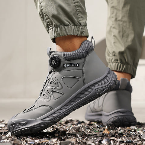GUYISA safety shoes middle-cut shoelace-free anti-smashing&puncture grey