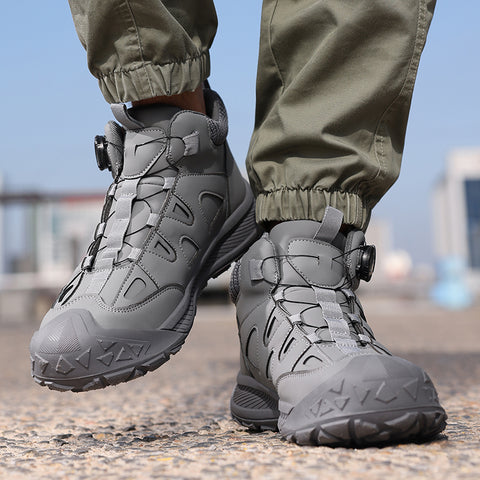 GUYISA safety shoes middle-cut shoelace-free anti-smashing&puncture grey
