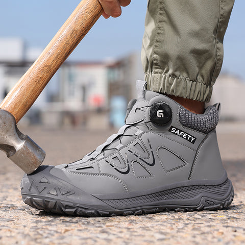 GUYISA safety shoes middle-cut shoelace-free anti-smashing&puncture grey