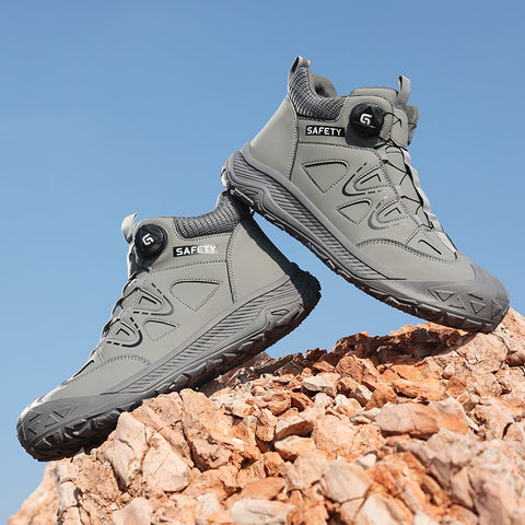 GUYISA safety shoes middle-cut shoelace-free anti-smashing&puncture grey