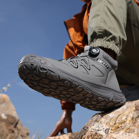 GUYISA safety shoes middle-cut shoelace-free anti-smashing&puncture grey