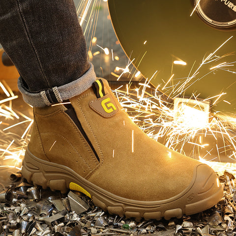 GUYISA welder boots brown spark-resistant anti-smashing&puncture
