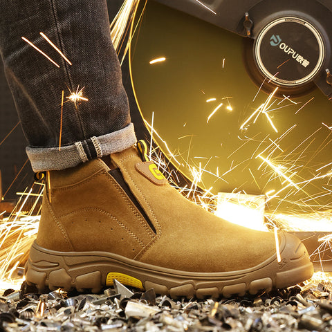 GUYISA welder boots brown spark-resistant anti-smashing&puncture