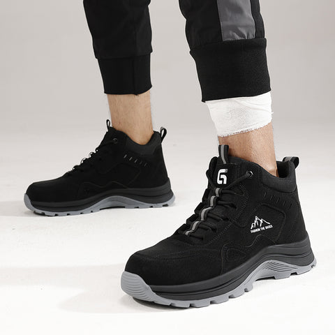 GUYISA safety shoes middle-cut water-repellent anti-smashing&puncture black