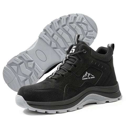 GUYISA safety shoes middle-cut water-repellent anti-smashing&puncture black