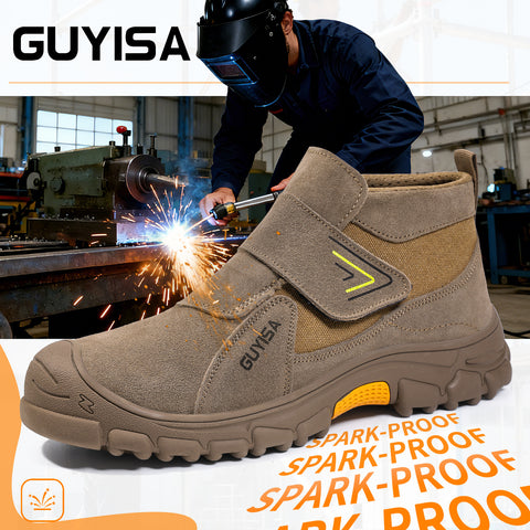 GUYISA welder shoes brown anti-smashing anti-puncture
