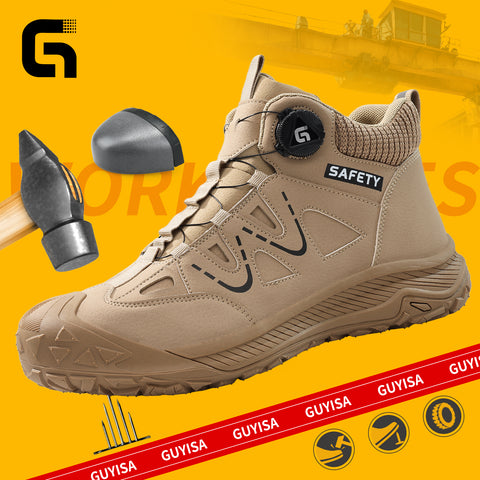 GUYISA safety shoes middle-cut shoelace-free anti-smashing&puncture