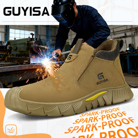 GUYISA welder shoes safety shoes spark-resistant anti-smashing&puncture