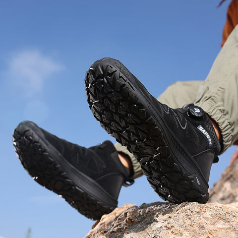 GUYISA safety shoes middle-cut shoelace-free anti-smashing&puncture black